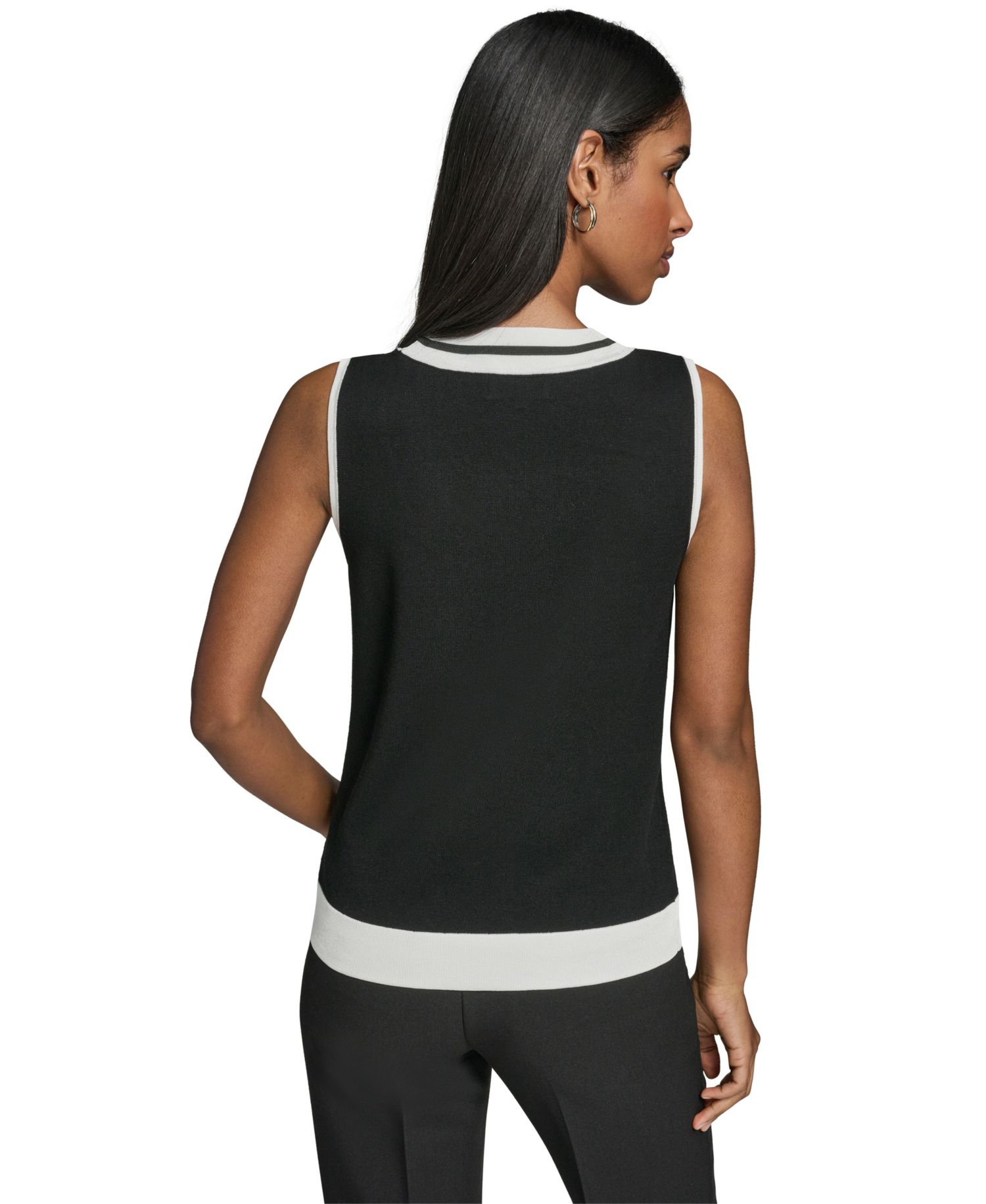 Women's Scoop-Neck Sleeveless Knit Top with Contrast Trim