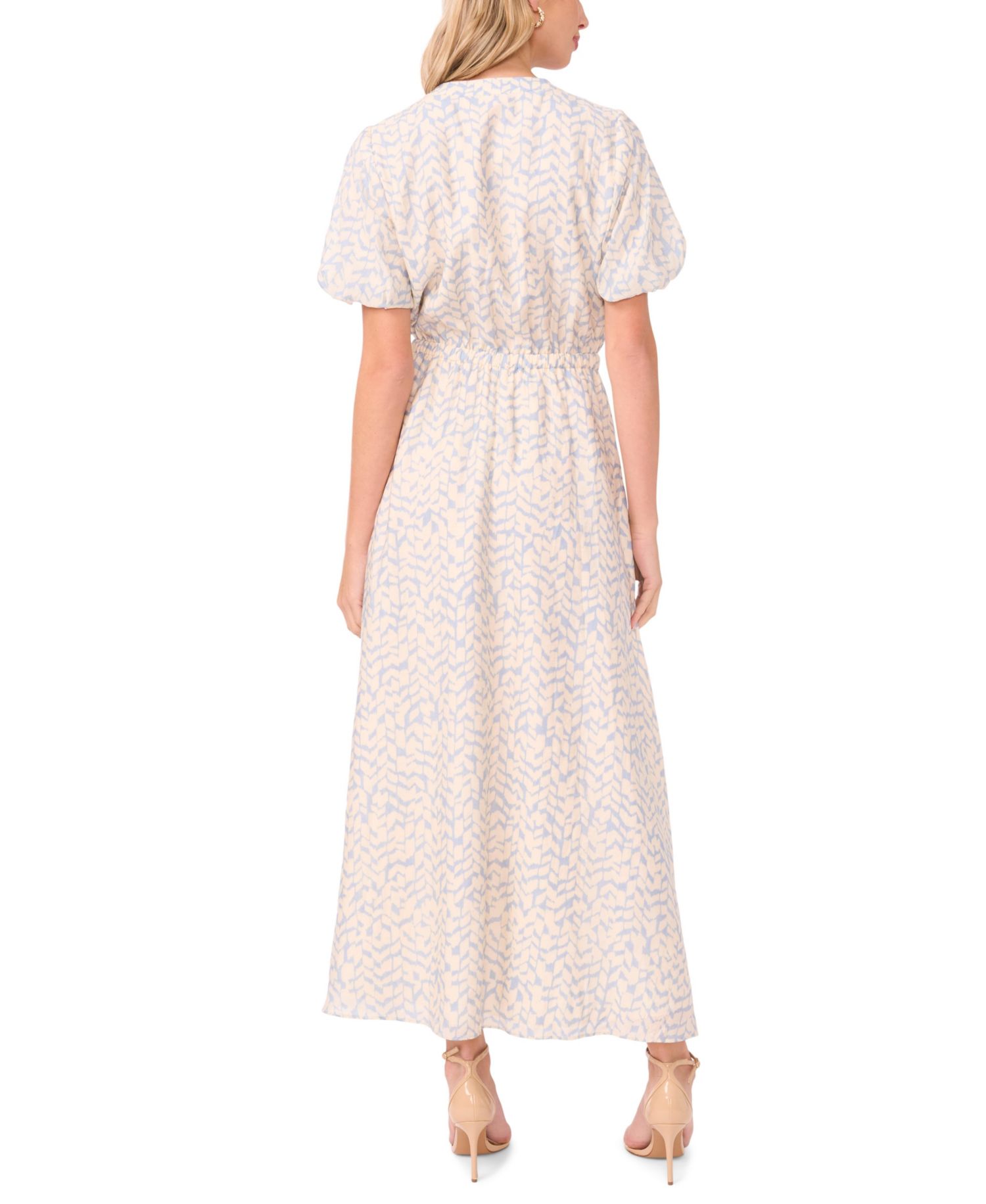 Women's Puff-Sleeve Woven Maxi Dress