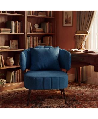 Chenille Decorative Armchair with Spring Cushion and Slipcover