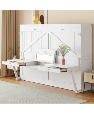 Murphy Bed with Storage, Vanity Desk, Mirror and Drawers