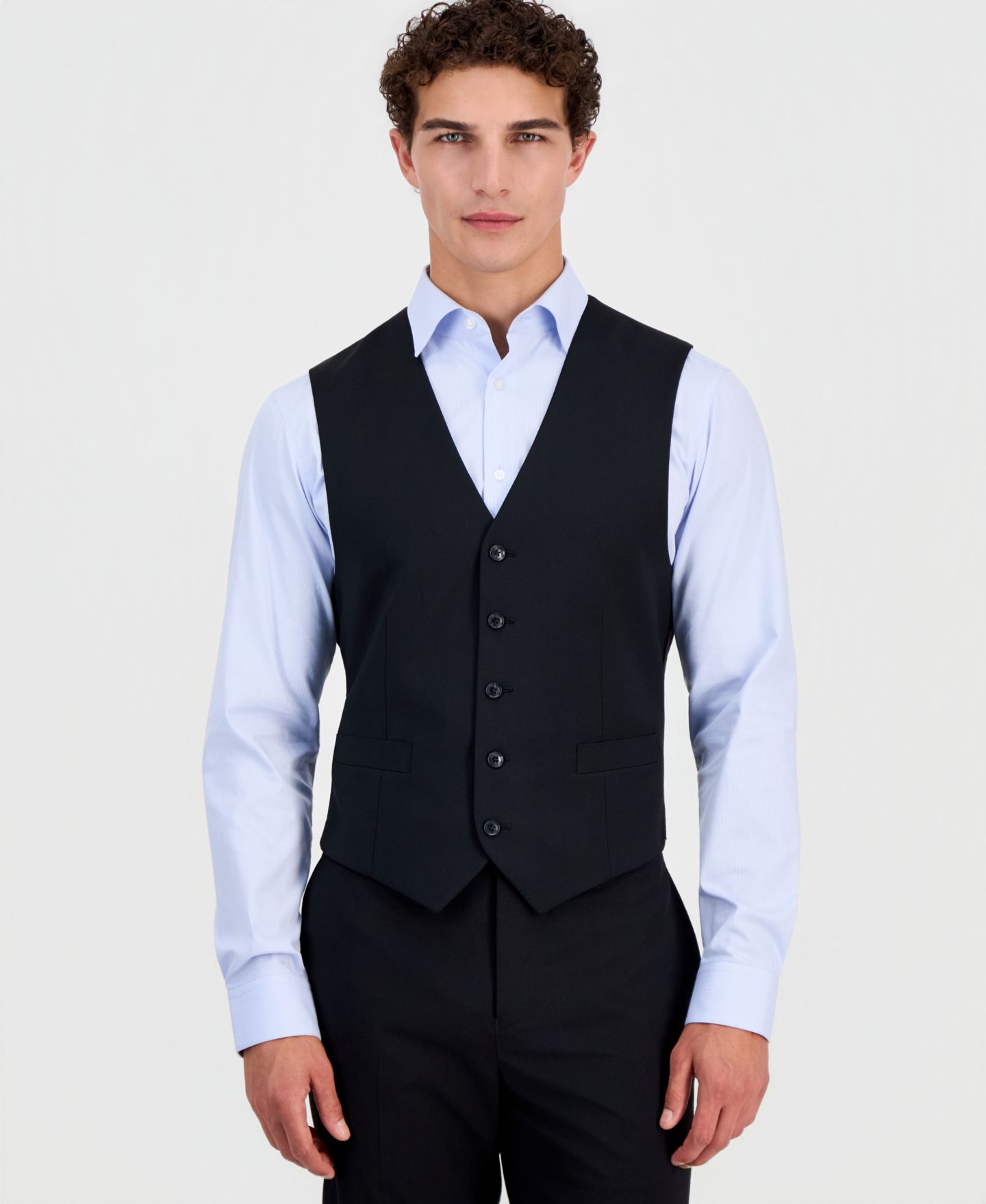 Мужской жилет Tommy Hilfiger Modern-Fit Wool TH-Flex Stretch Suit Separates Vest, цвет: Чёрный — фото 1