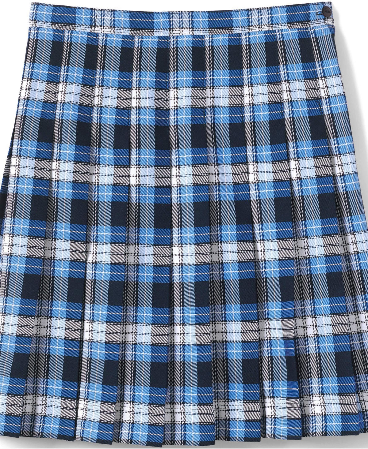 Lands' End Little Girls Plaid Pleated Skirt Below the Knee - Clear blue plaid