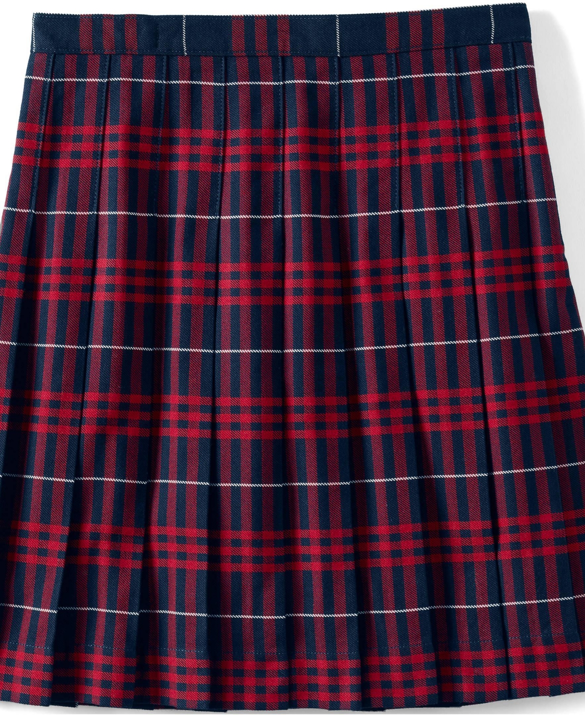 Lands' End Little Girls Plaid Pleated Skirt Below the Knee - Classic navy large plaid