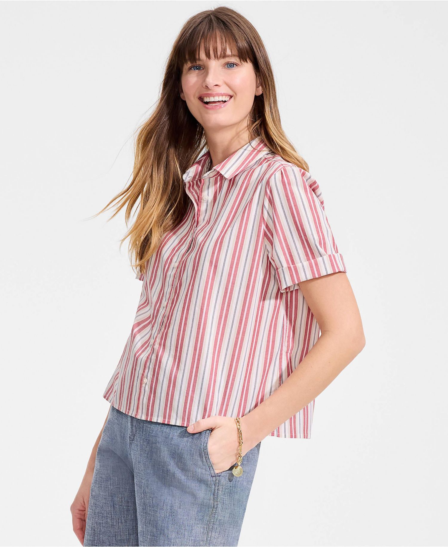 Women's Poplin Button Front Shirt