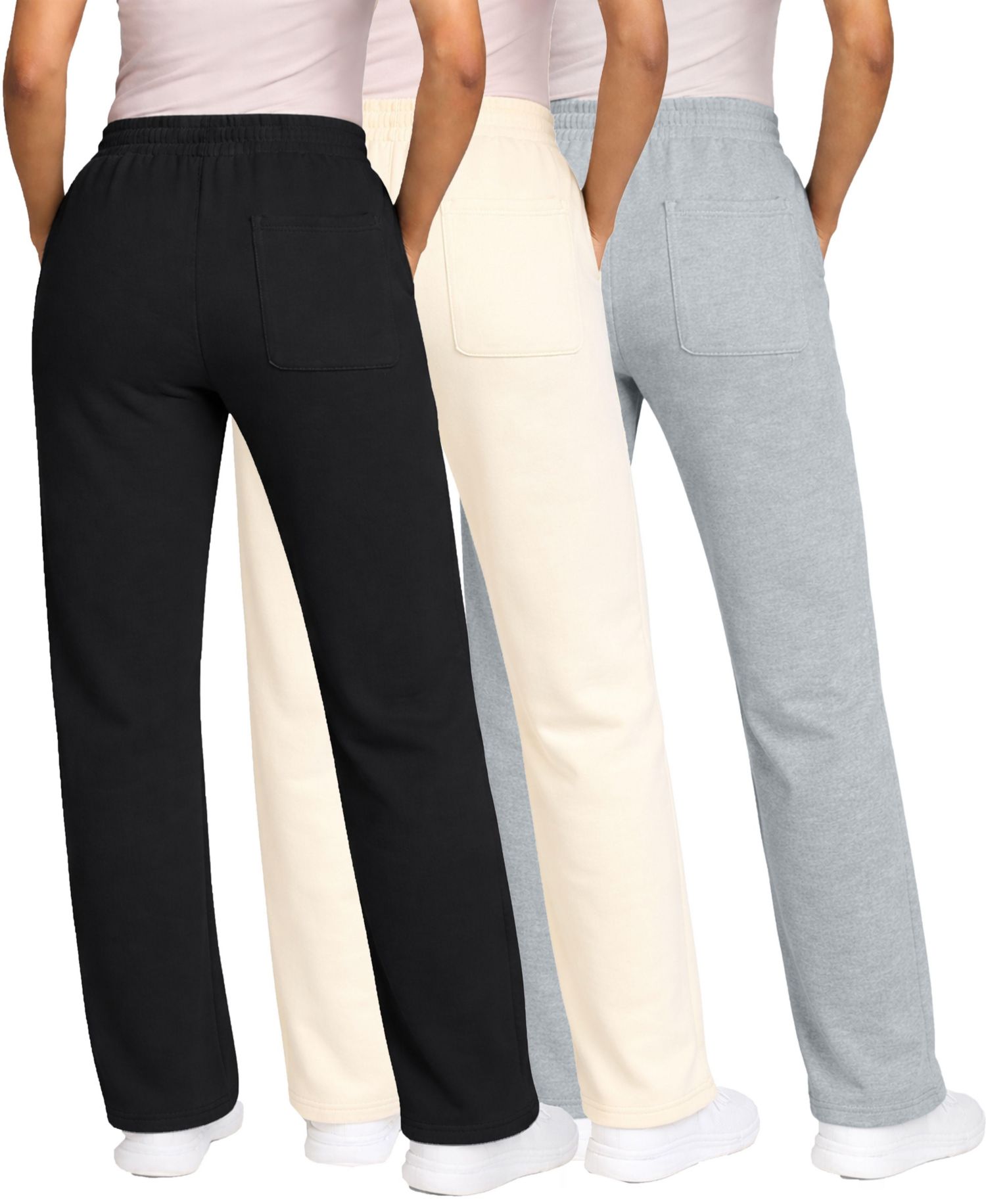 Women's Heavyweight Wide Leg Loose Fit Fleece Sweatpants-3 Pack