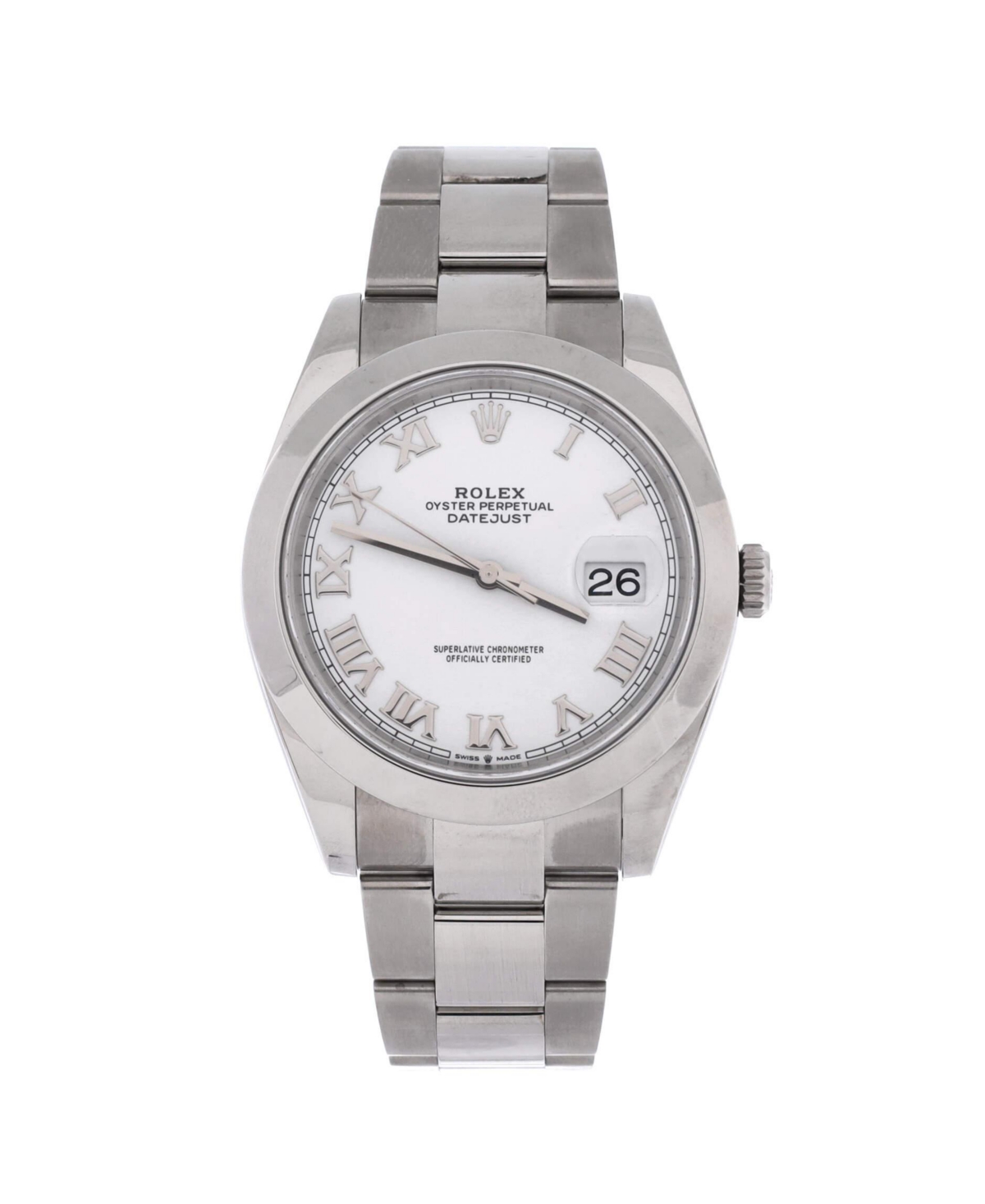 PreOwned Rolex Oyster Perpetual Datejust Automatic Watch in Stainless Steel 41mm  Dial color white