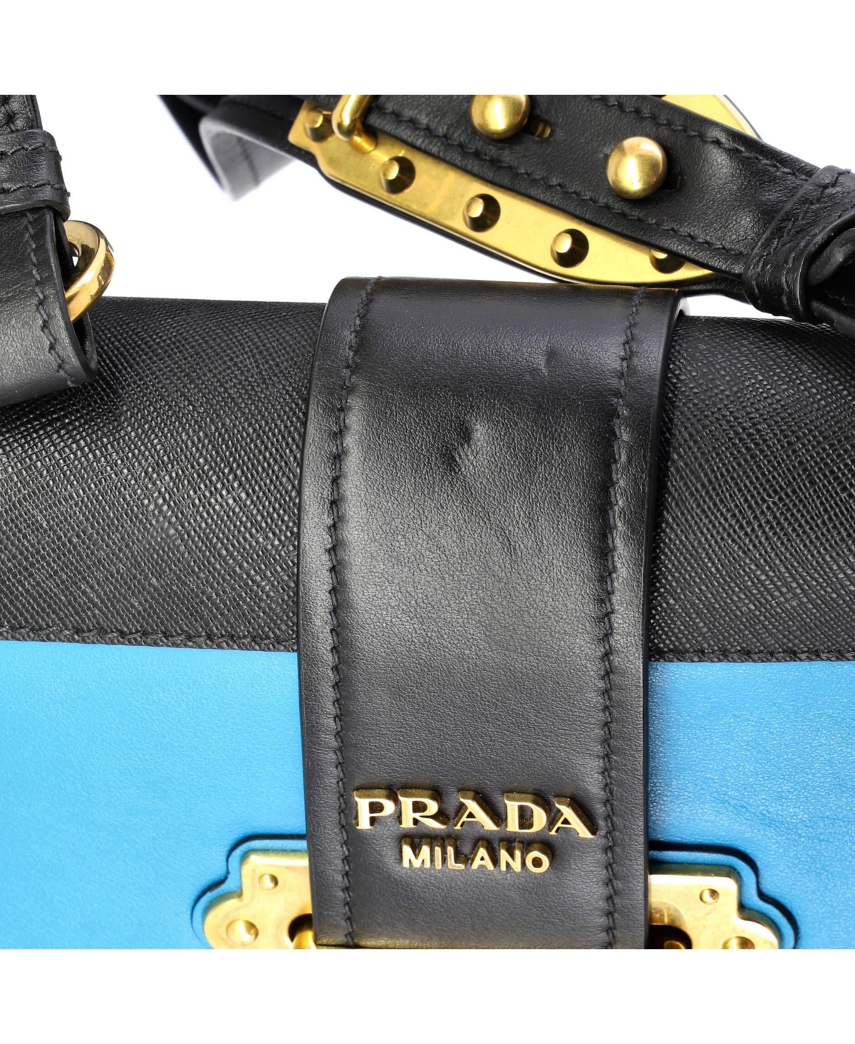 Pre-Owned Prada Small Cahier Crossbody Bag Leather and Saffiano Leather