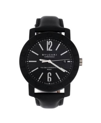 Pre-Owned Bvlgari Via Dei Condotti 10 Automatic Watch in Carbon and Leather 40mm - Dial color black 2175$