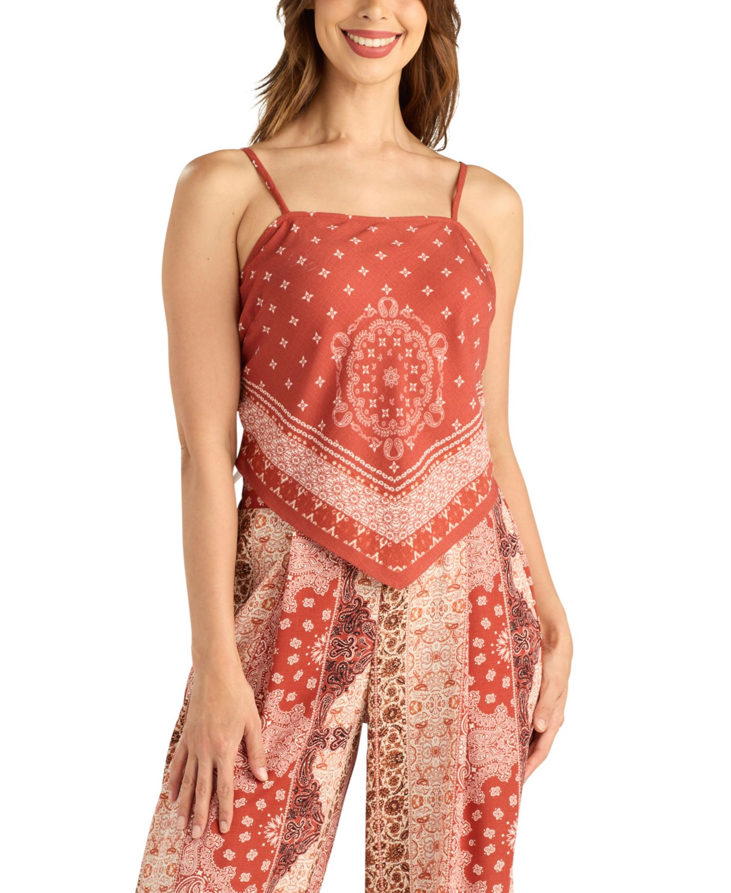 Women's Printed Square-Neck Cami Top