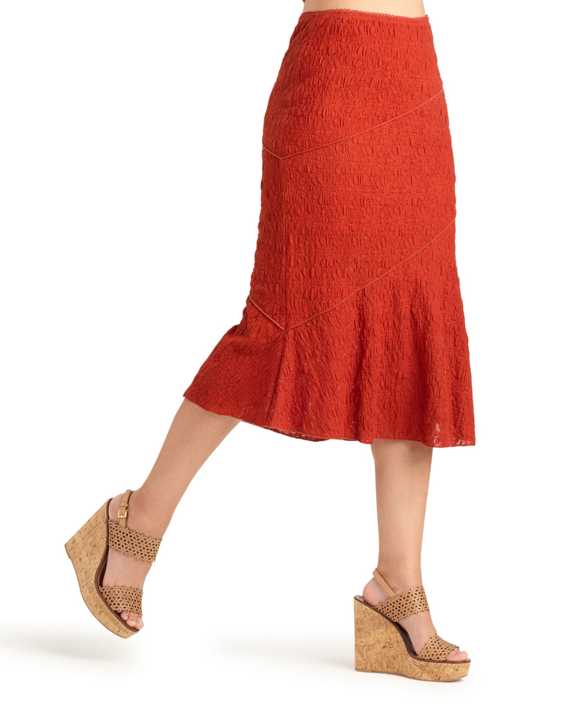 Bcx Women's Lace Knit Seamed Pull-On Midi Skirt