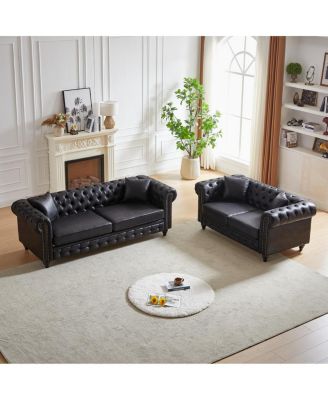 Modern Combo Sofa with Solid Wood Frame and 4 Cushions