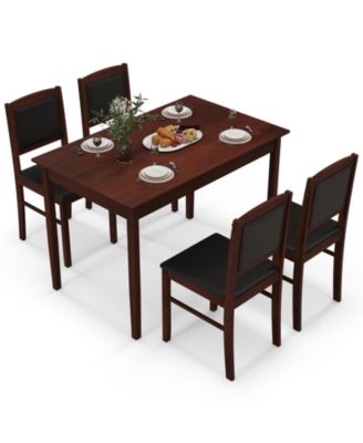 5 Piece Dining Set for 4 with Rubber Wood Legs Compact Design