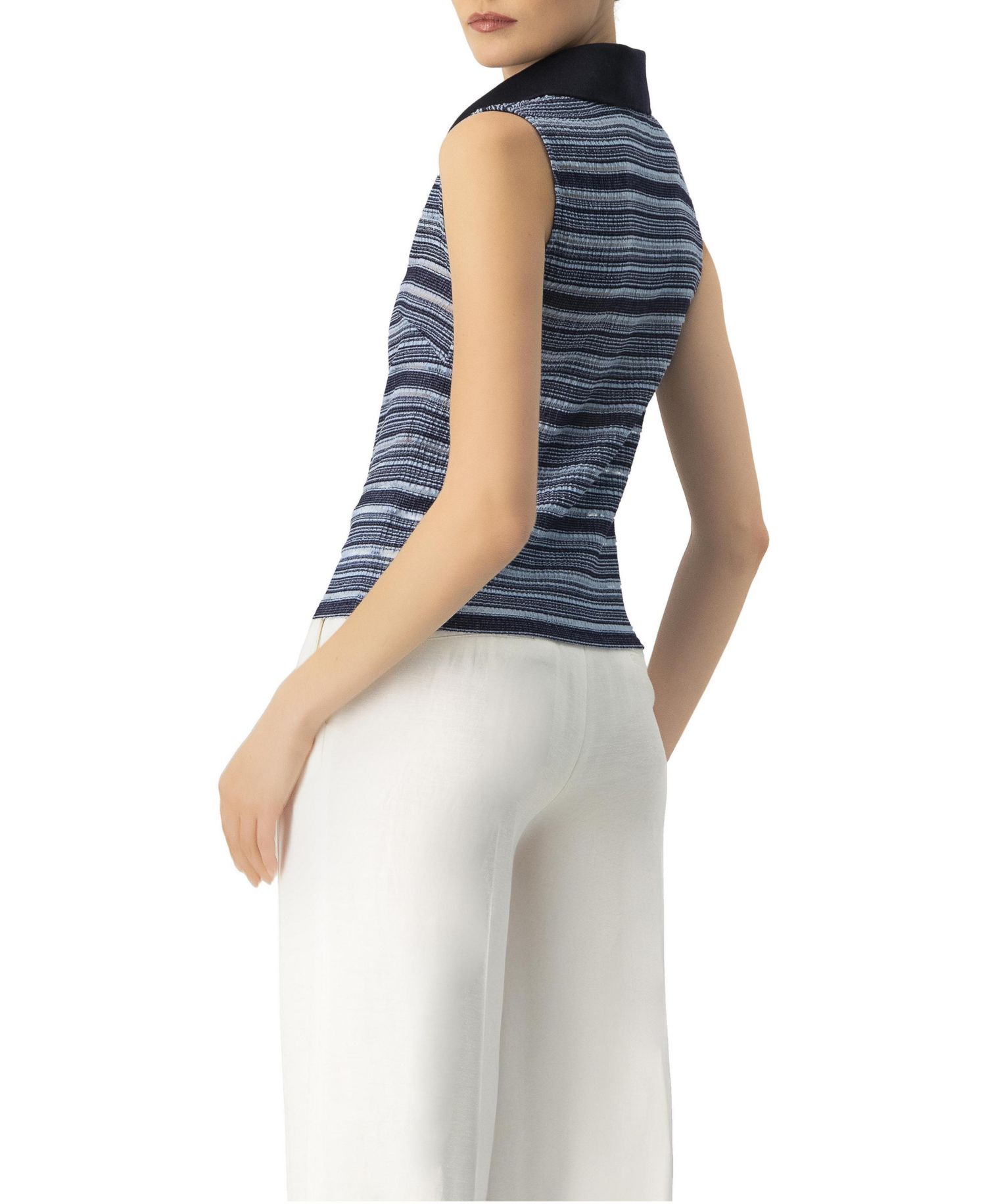 Women's Sleeveless Knitted Polo with Collar