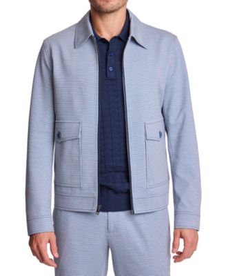 Men's Milo Zip-Font Knit Houndstooth Jacket
