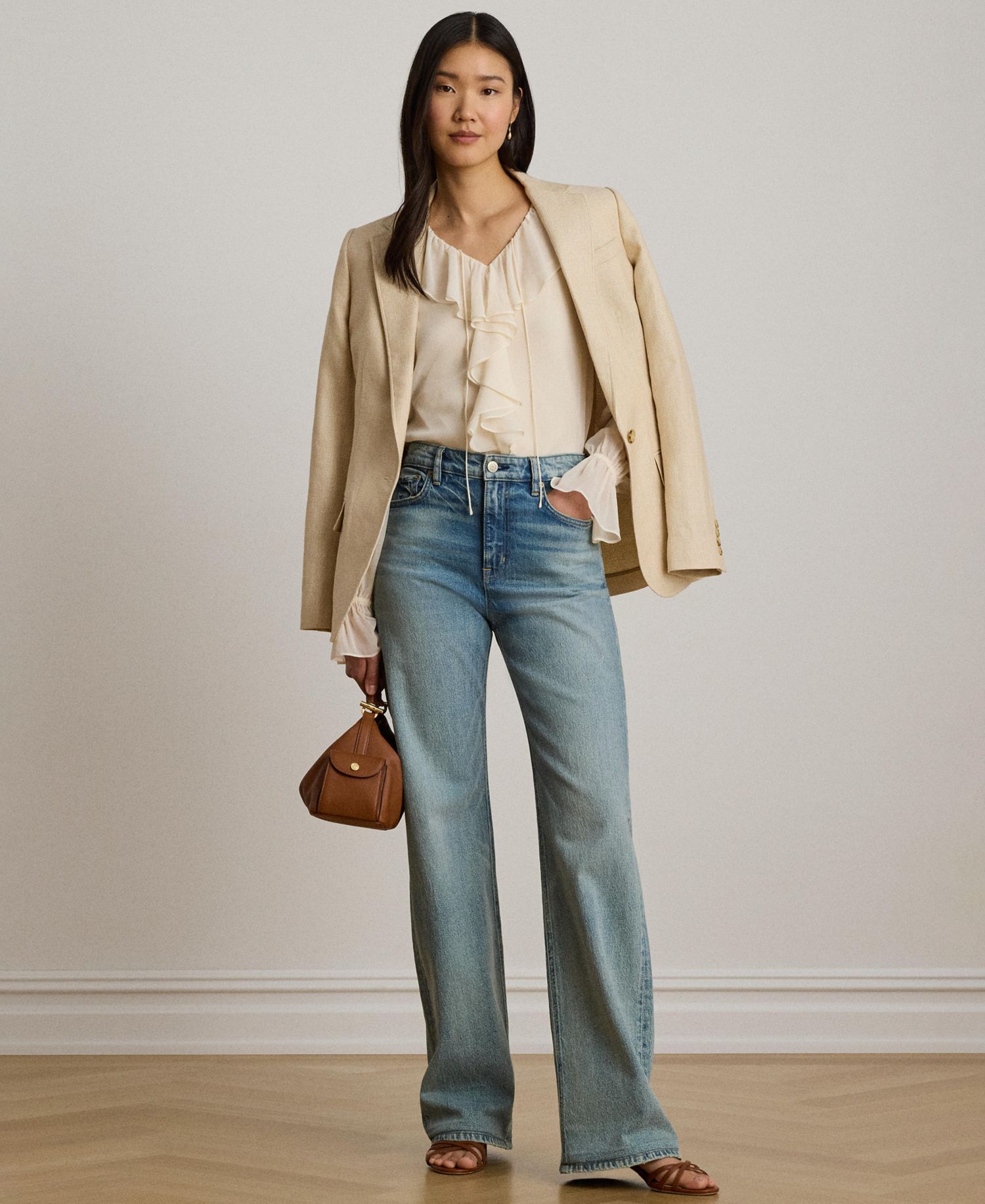 Women's Ruffle-Trim V-Neck Blouse