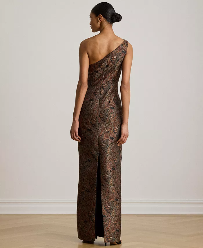 Women's Paisley Jacquard One-Shoulder Gown - thumbnail 4