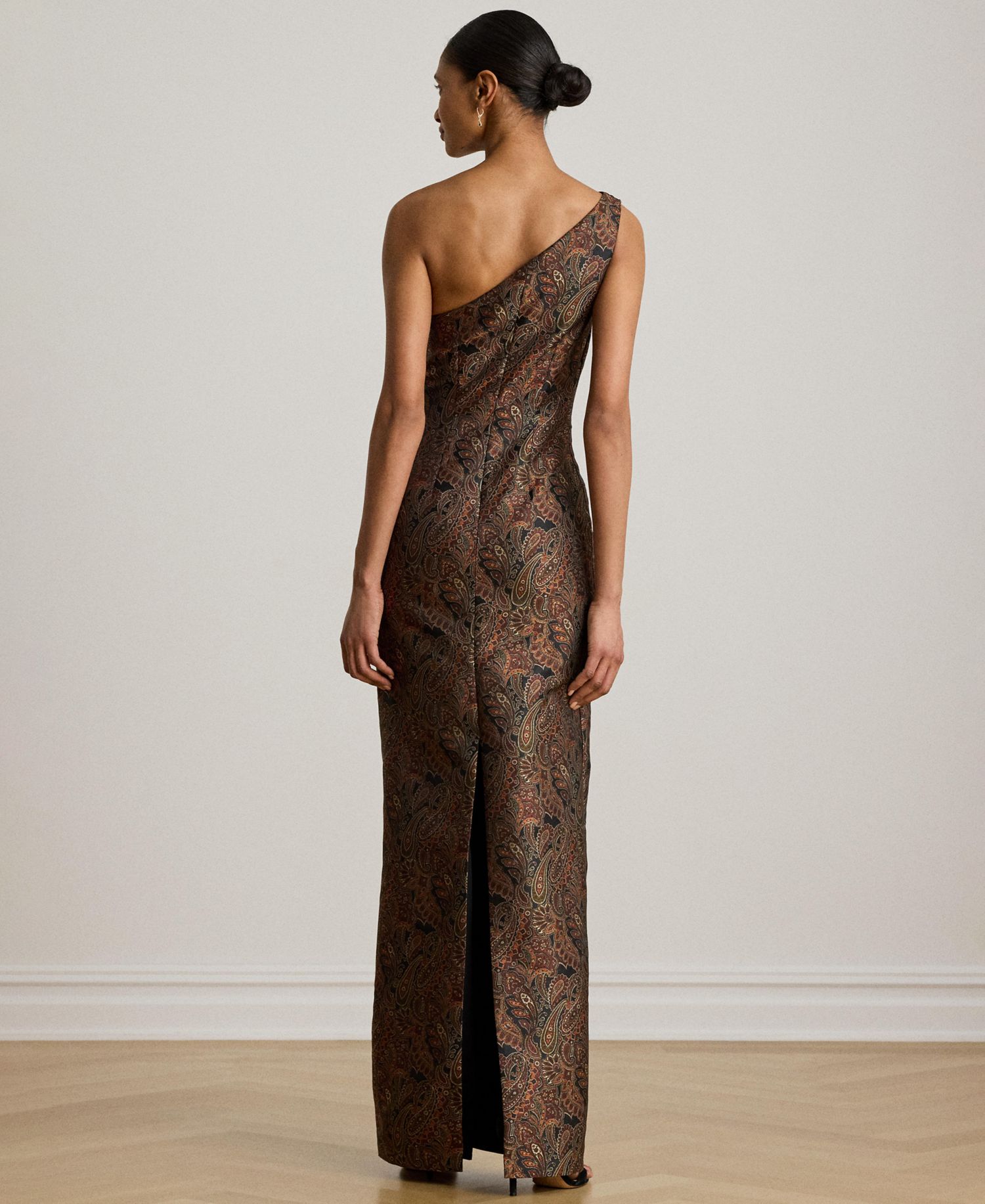 Women's Paisley Jacquard One-Shoulder Gown