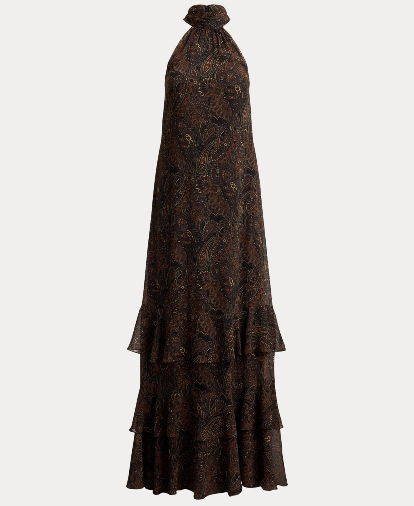 Женские платья Lauren Ralph Lauren Paisley Georgette Tiered Mockneck Gown, цвет: Чёрный разноцветный — фото 6