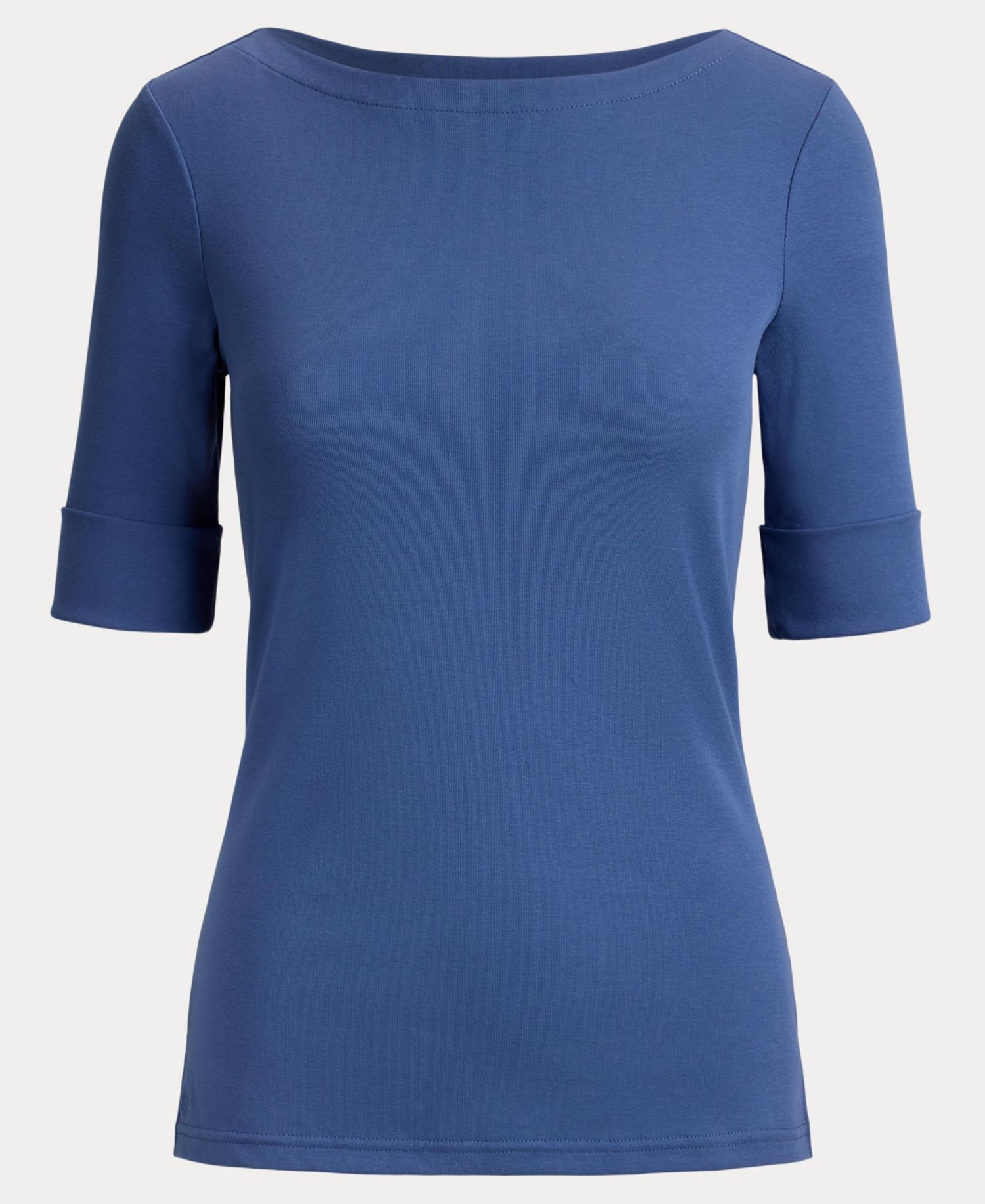 Stretch Cotton Boatneck T-Shirt