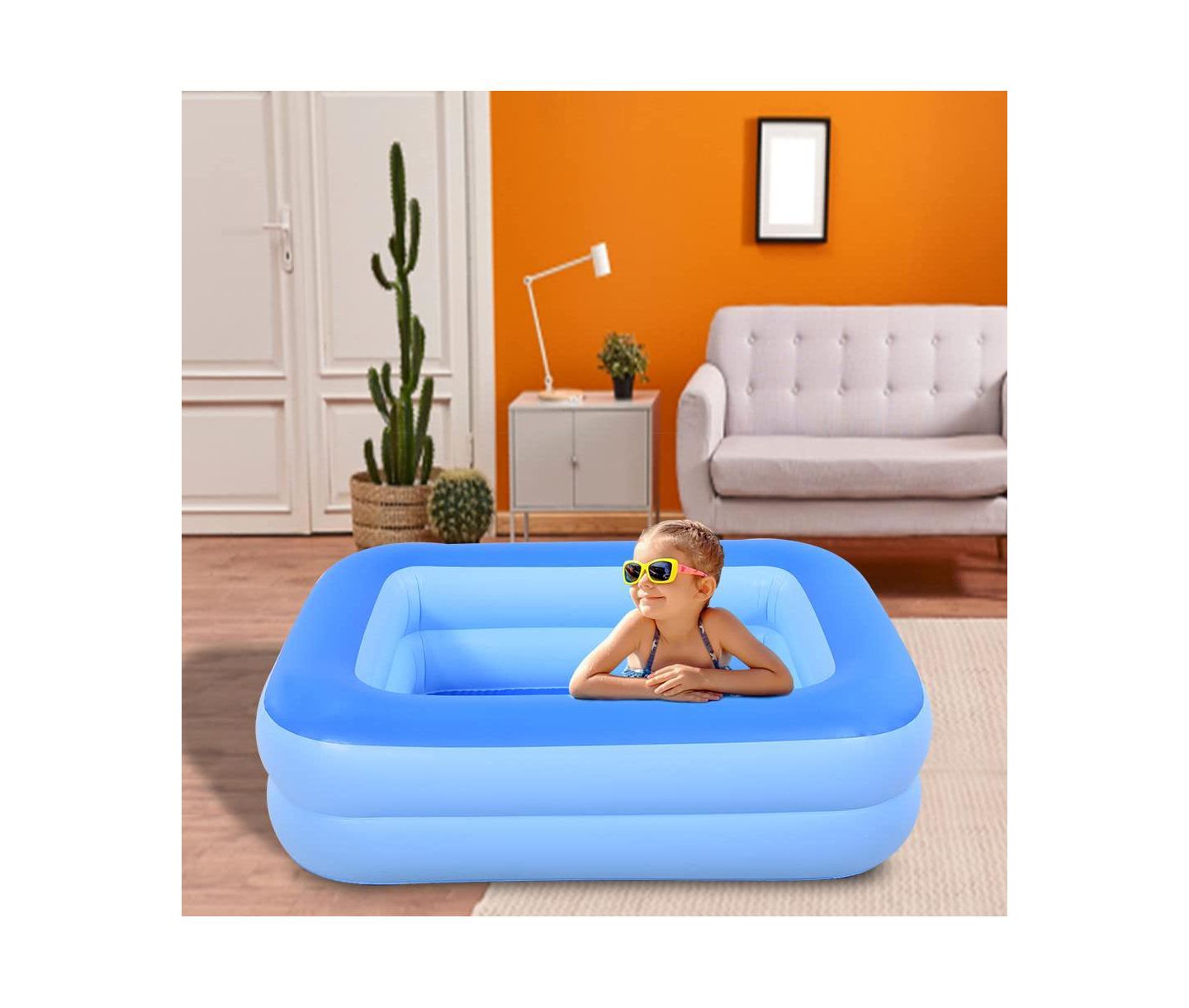 Детская игрушка GNUADZ Soft-Floor Inflatable Kiddie Pool with Fast Valve, 45"L x 33"W x 14"H, Ages 5+, цвет: Синий — фото 2