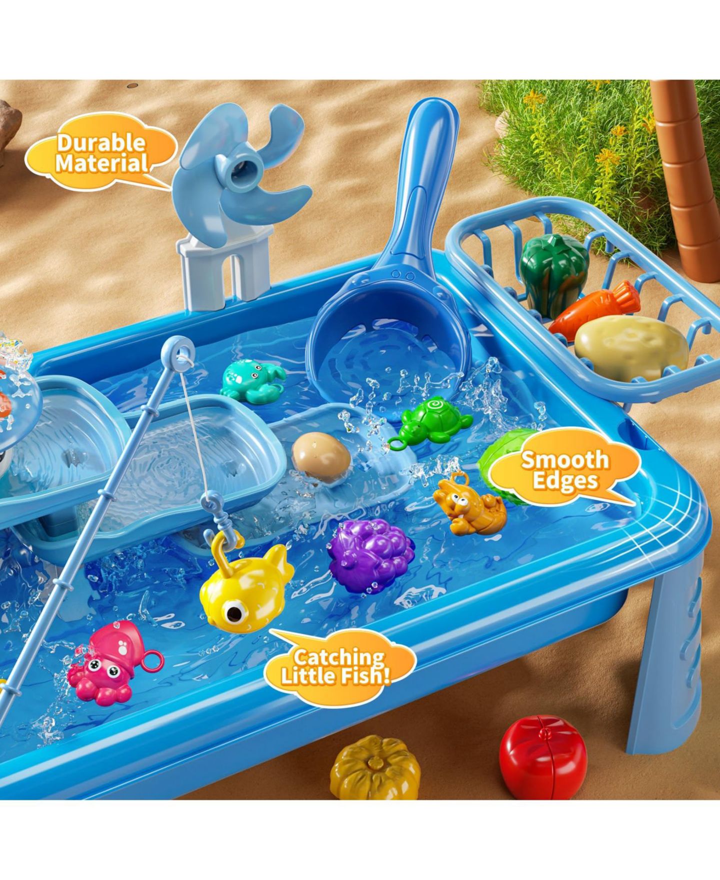 Детская игрушка GNUADZ Water Table Play Sink, 13"L x 9"W x 10.8"H, Running Water Fishing Activity Table, Ages 3-8, цвет: Electrical Water Table — фото 3