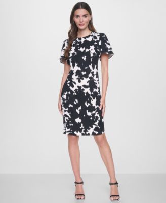 Women's Flutter-Sleeve Printed Dress