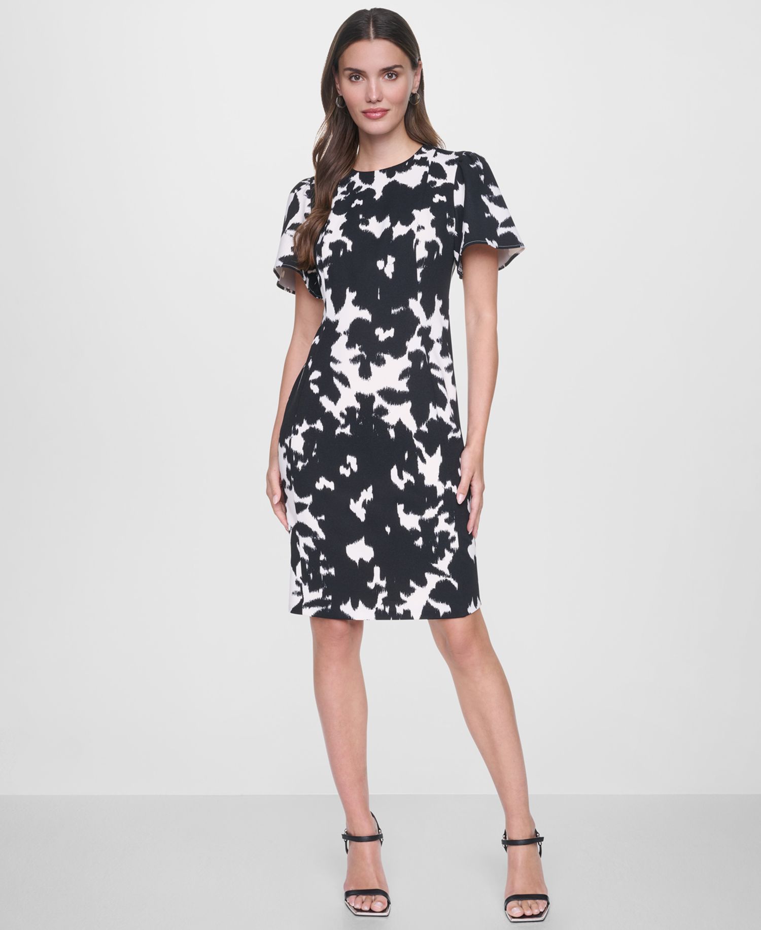 Women's Flutter-Sleeve Printed Dress