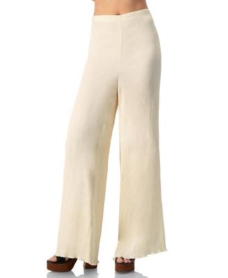 Women's Elastic Waistband Pleated Wide-Leg Pants