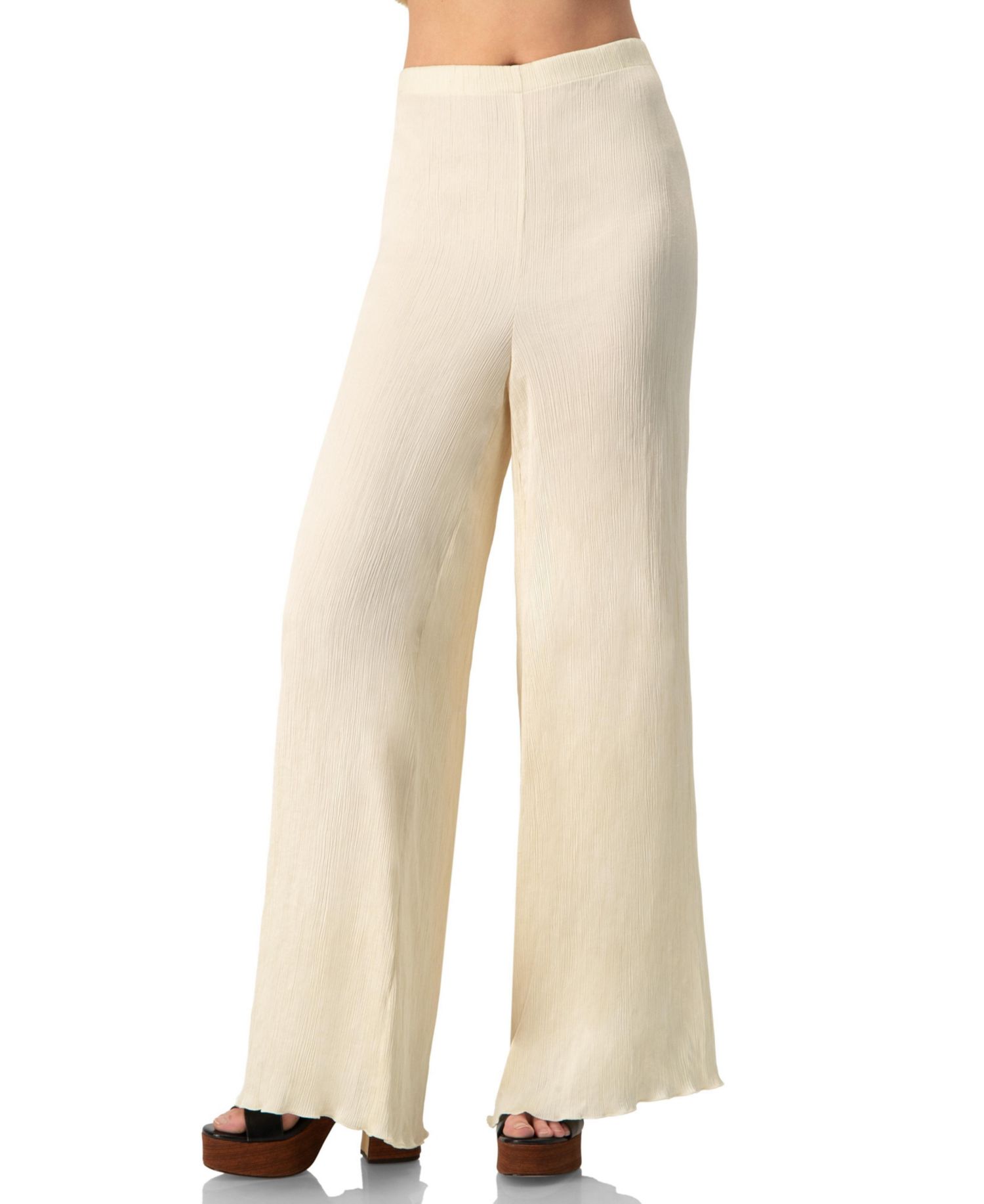 Women's Elastic Waistband Pleated Wide-Leg Pants