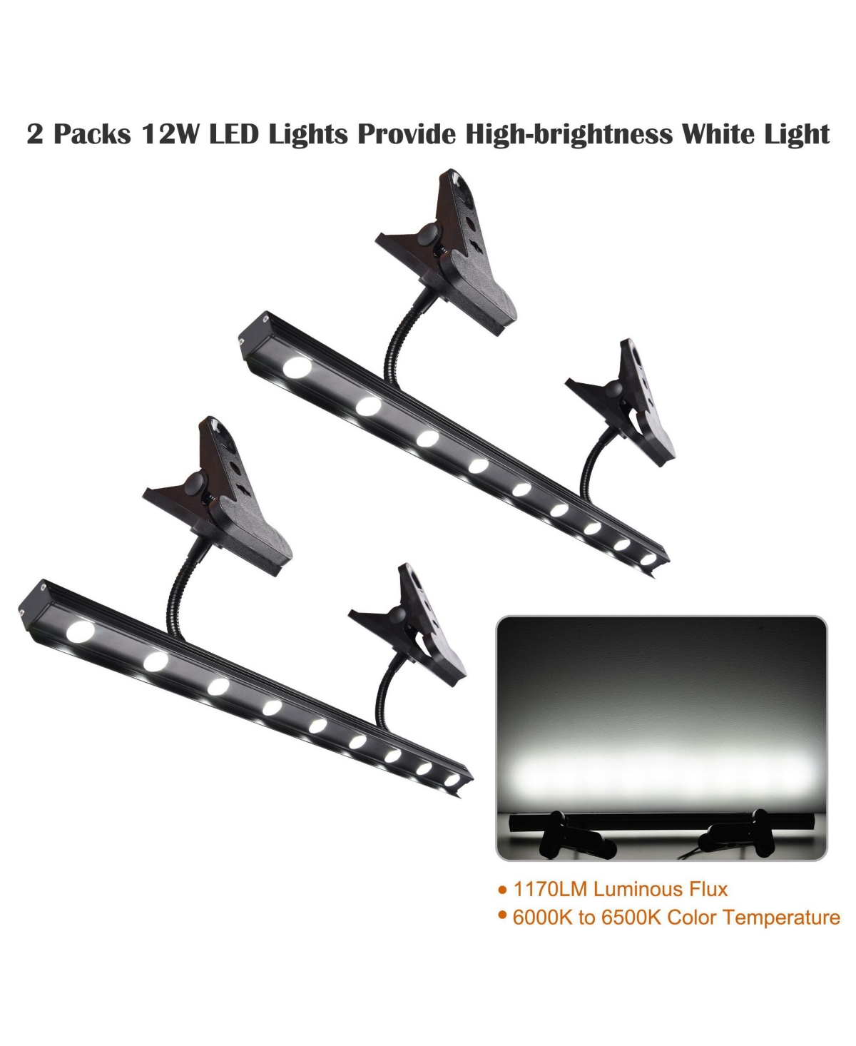 Yescom Instahibit Adjustable Led Light for Retractable Banner Stand Trade Show 2 Packs