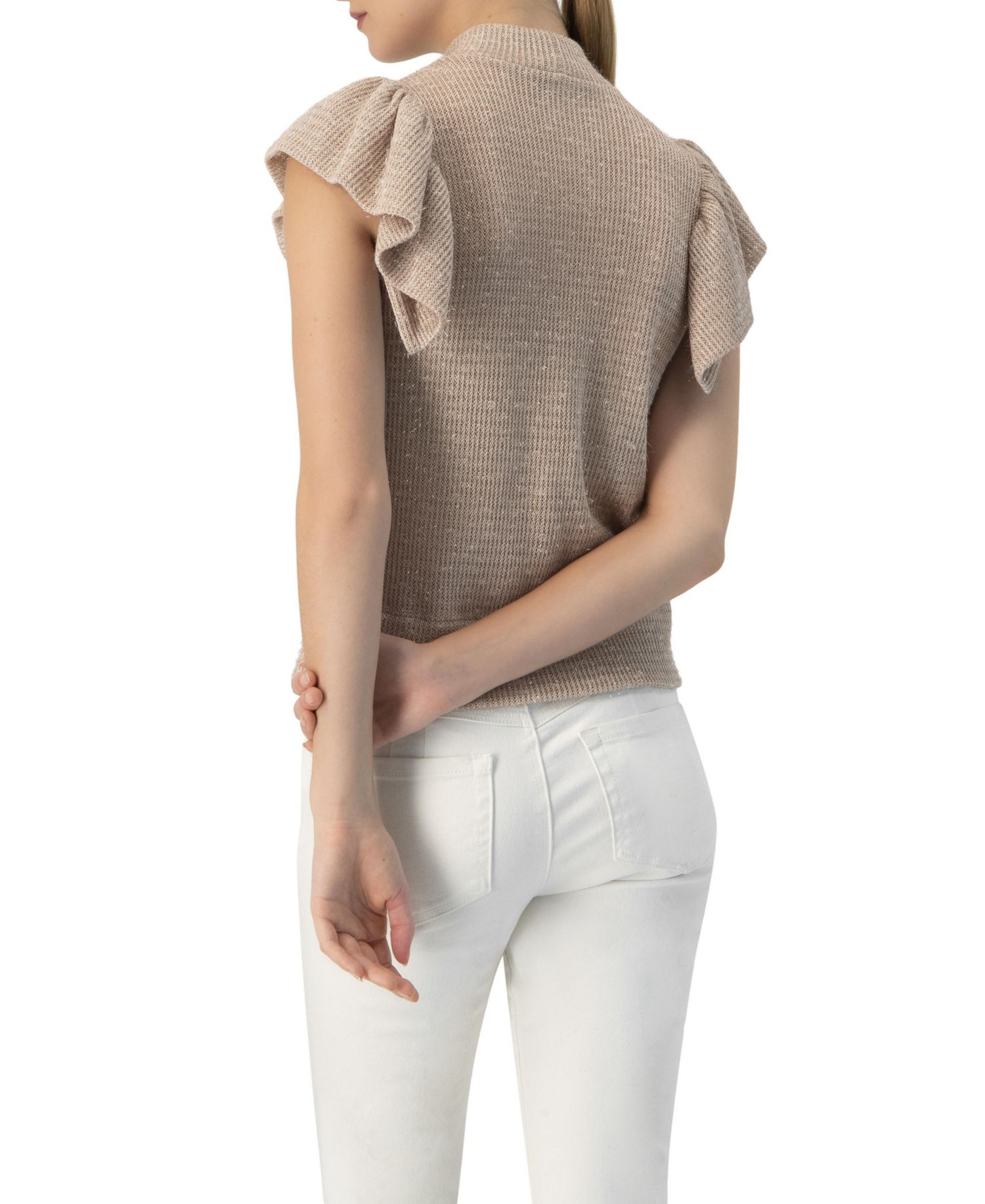 Women's Knitted Ruffle Sleeve Blouse