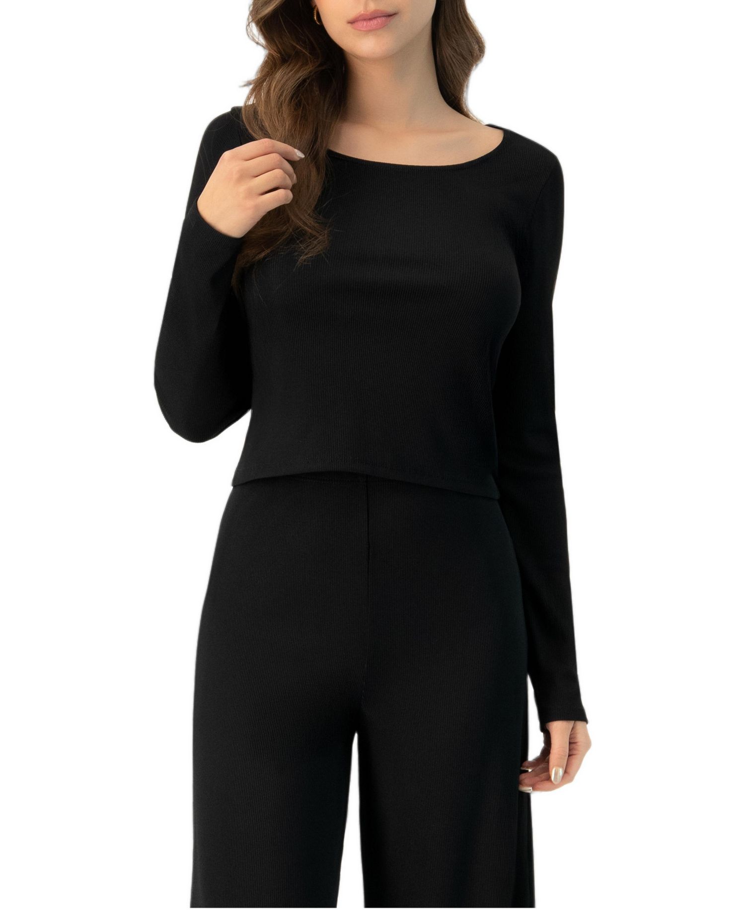Women's Ribbed Long Sleeve Crop Top