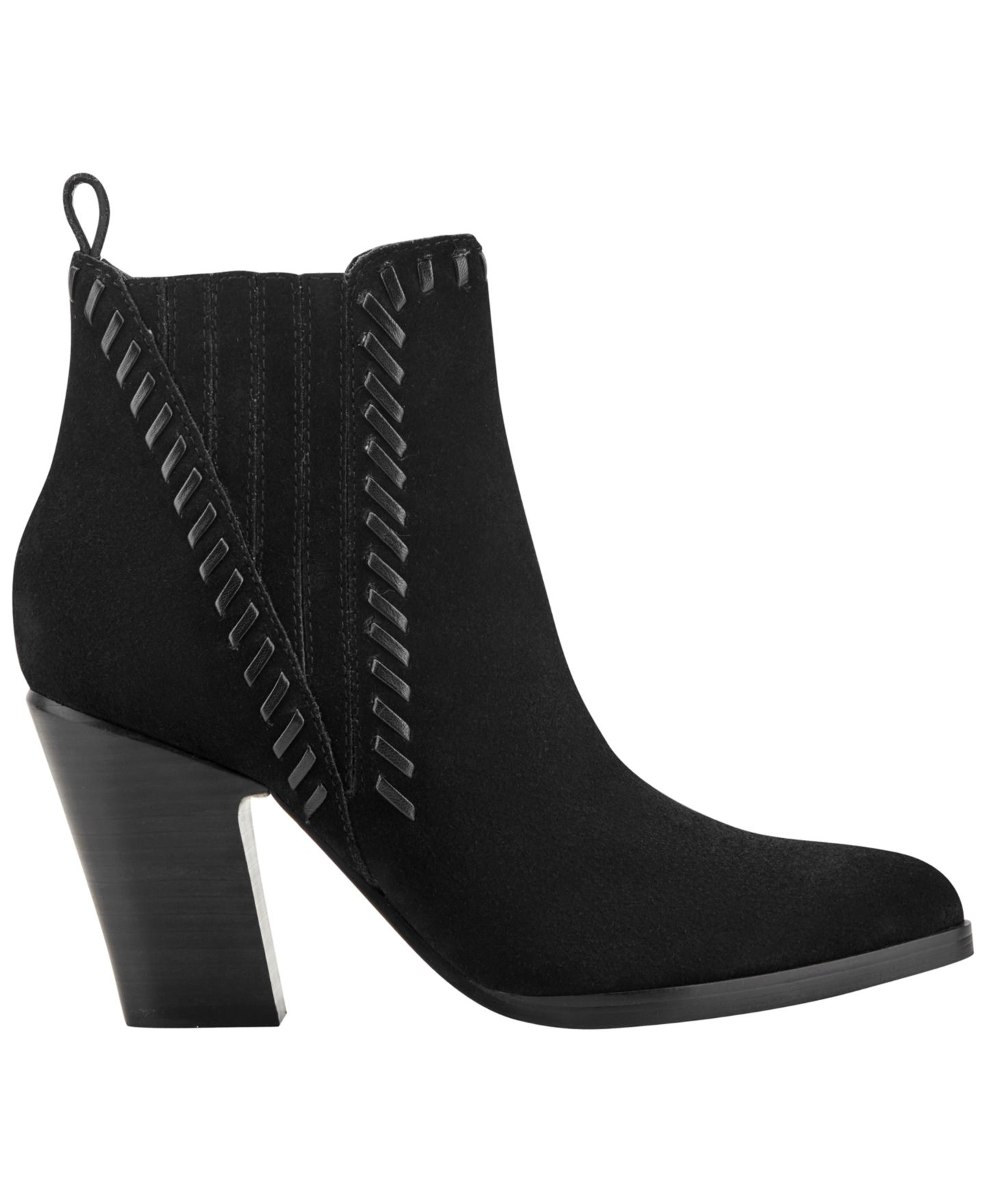 Женские ботинки Marc Fisher LTD Alvira Whipstitch Block Heel Booties, цвет: Чёрный замшевый — фото 2