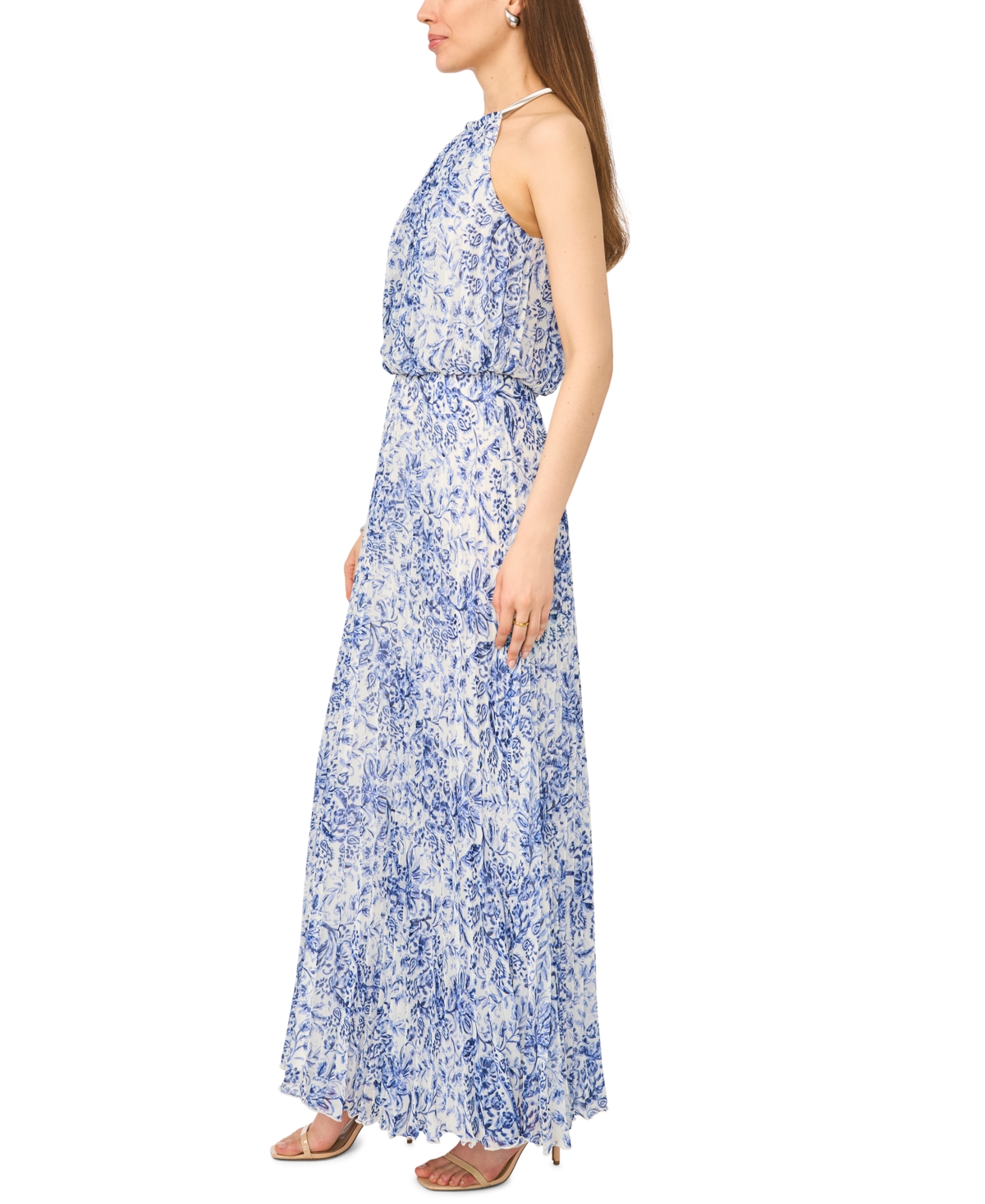Msk Women's Halter Neck Bloused Maxi Dress