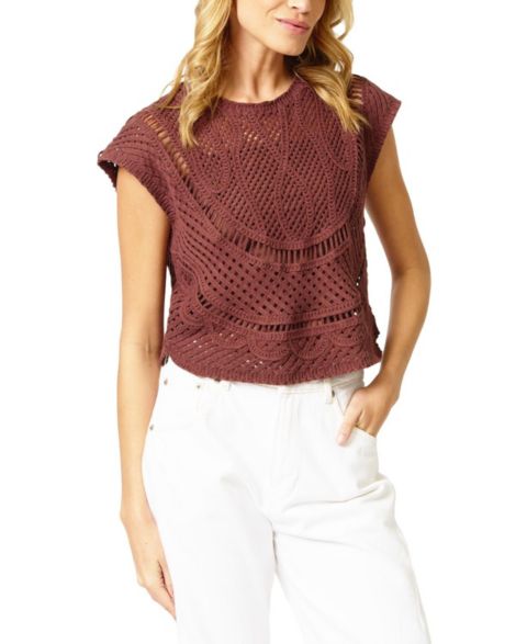 Женский топ Central Park West Ember Machine Crochet, цвет: Шоколадный