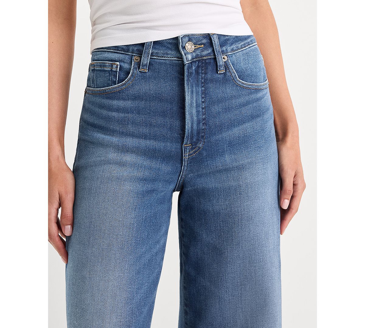 Good American Women's Soft Tech Good Waist Palazzo Ankle Jeans view 4 — MAYCSS fashion products