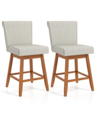 2 Piece 27 Inch Counter Height Bar Chairs Rubber Wood Legs