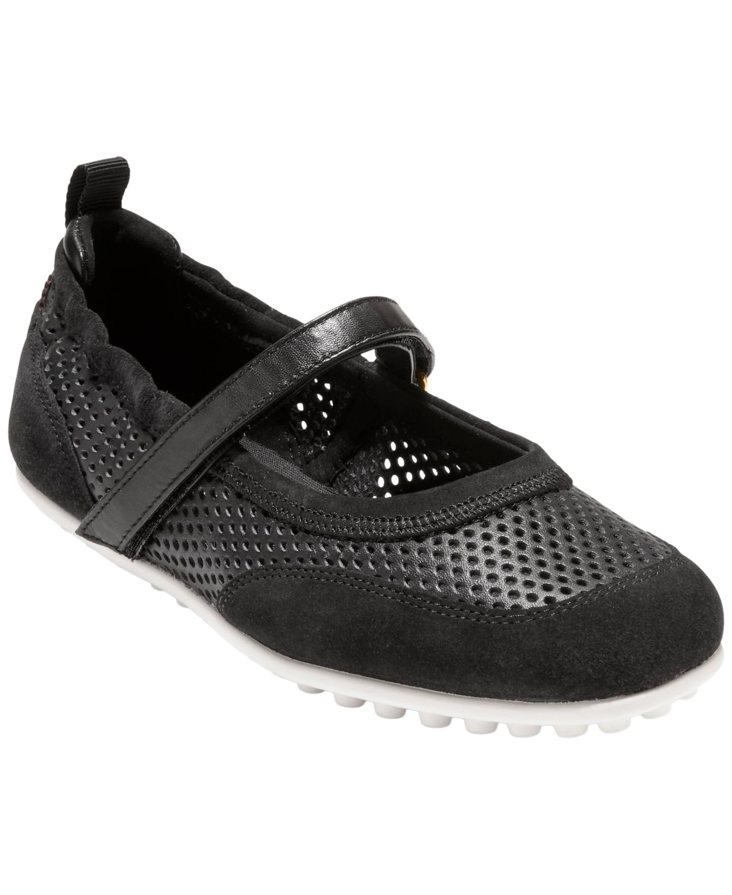 Женские балетки Мэри Джейн Cole Haan GrandPrø Travina, цвет: Чёрный замшевый / Кожаный — фото 1