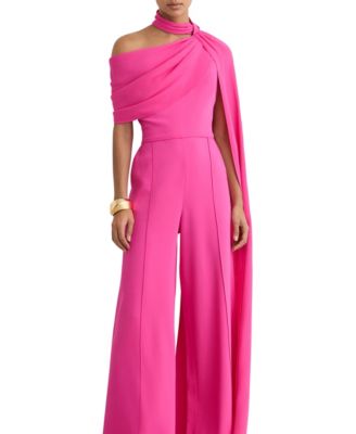 Women's One-Shoulder Drape Wide-Leg Jumpsuit