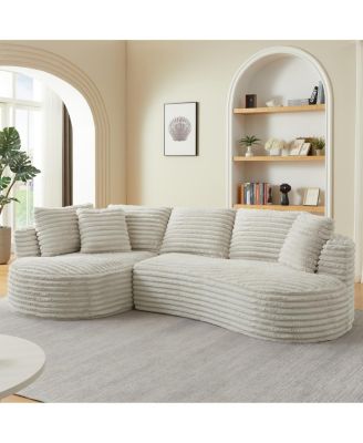 Modern Curved L-Shape Luxury Sectional Sofa: Minimalist Comfy Sleeper Couch