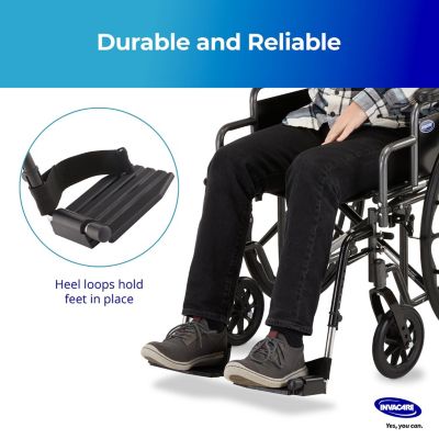 Wheelchair Legrest with Heel Loops, Adjustable Length, Swing Away Design and Flip Up Footplate