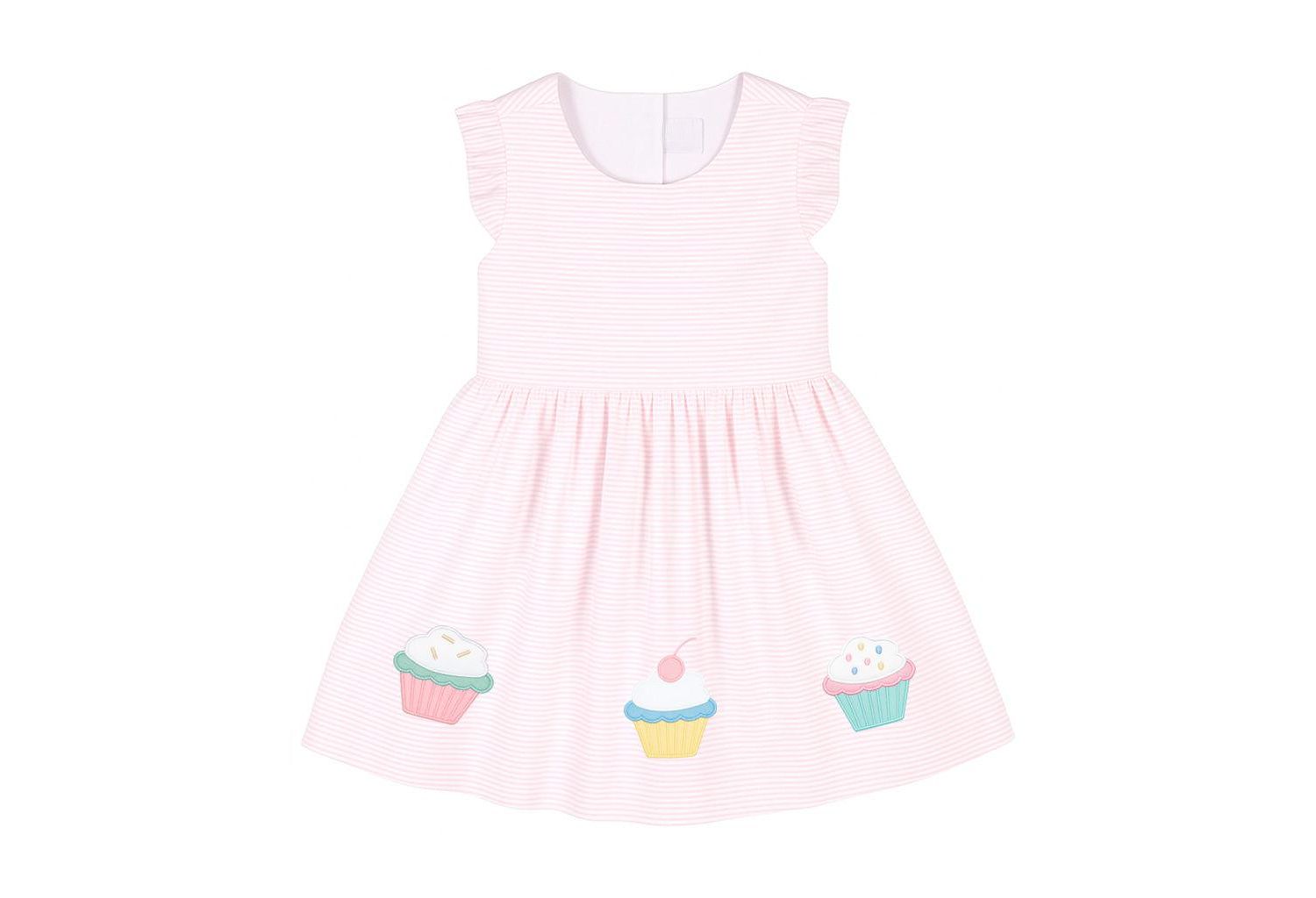 Little Girls Seersucker Dress with Cupcakes