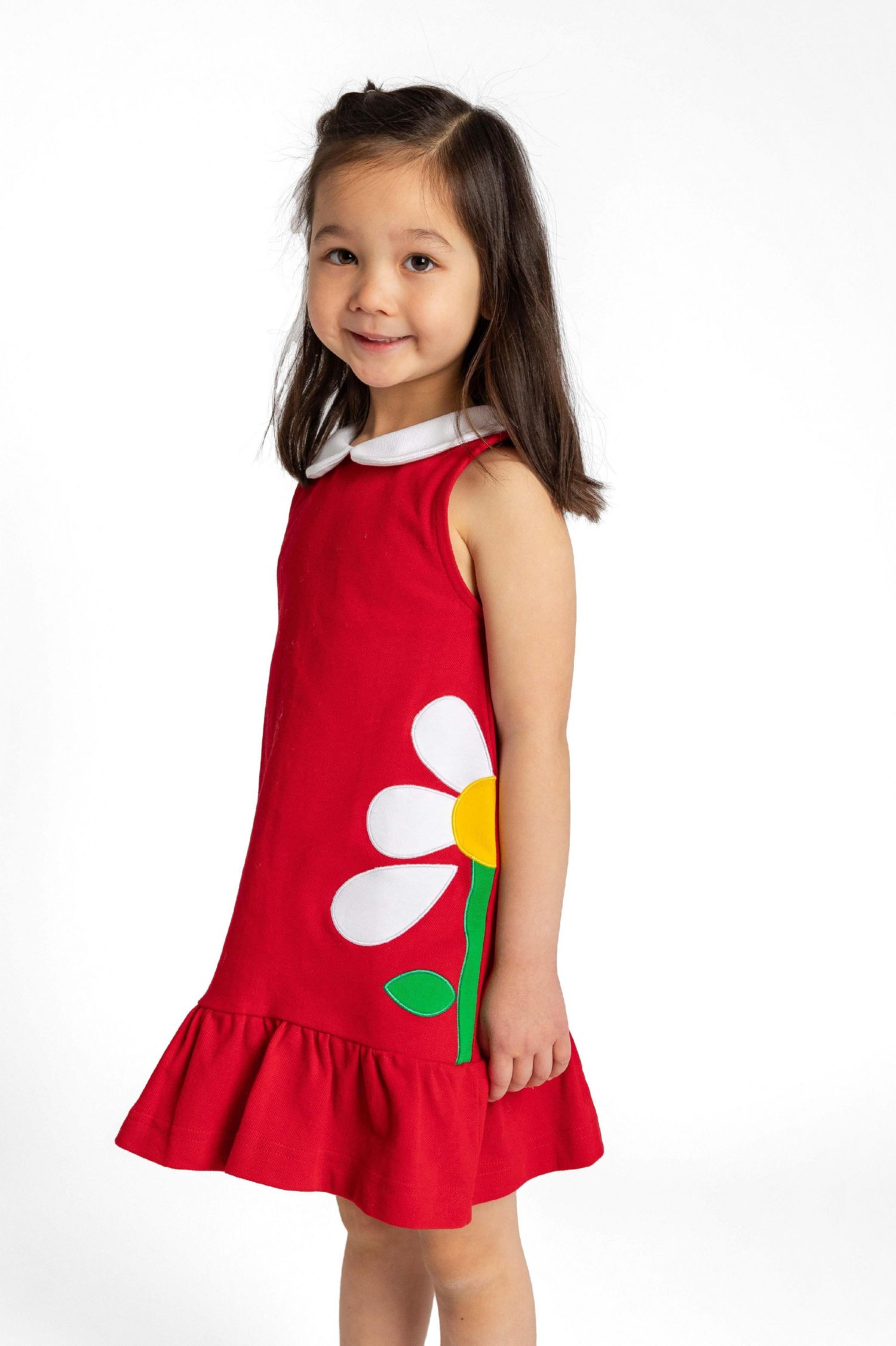 Little Girls Knit Dress With Flowers