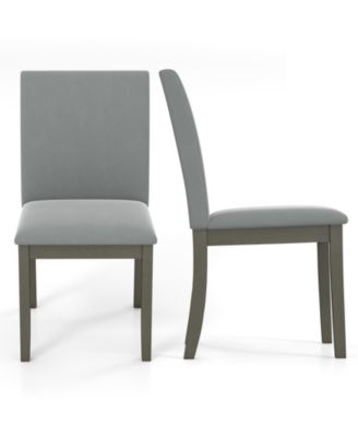 Set of 2 High Back Upholstered Dining Chairs with Durable Rubber Wood Legs