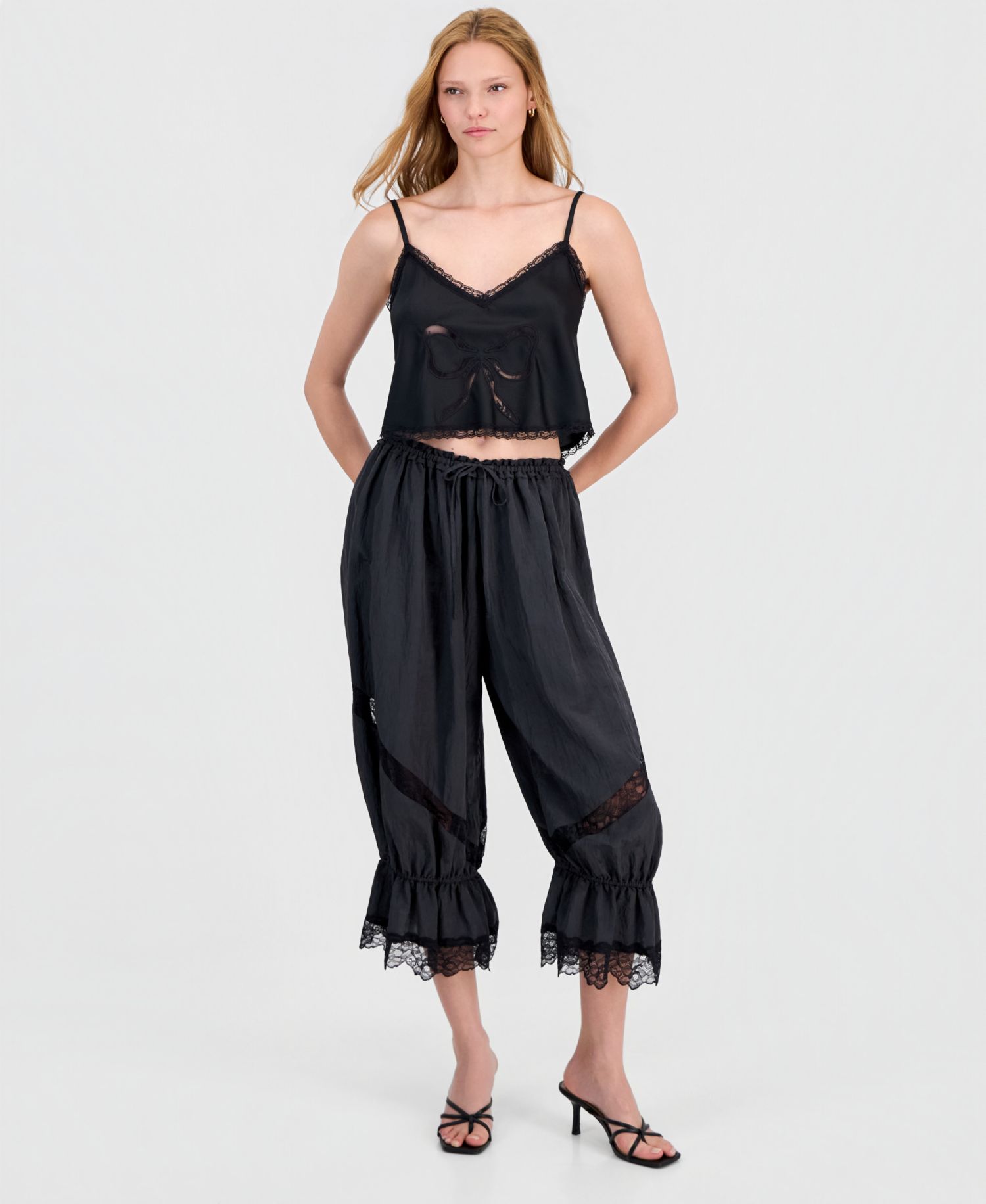 Women's Lace-Trim Balloon Pants