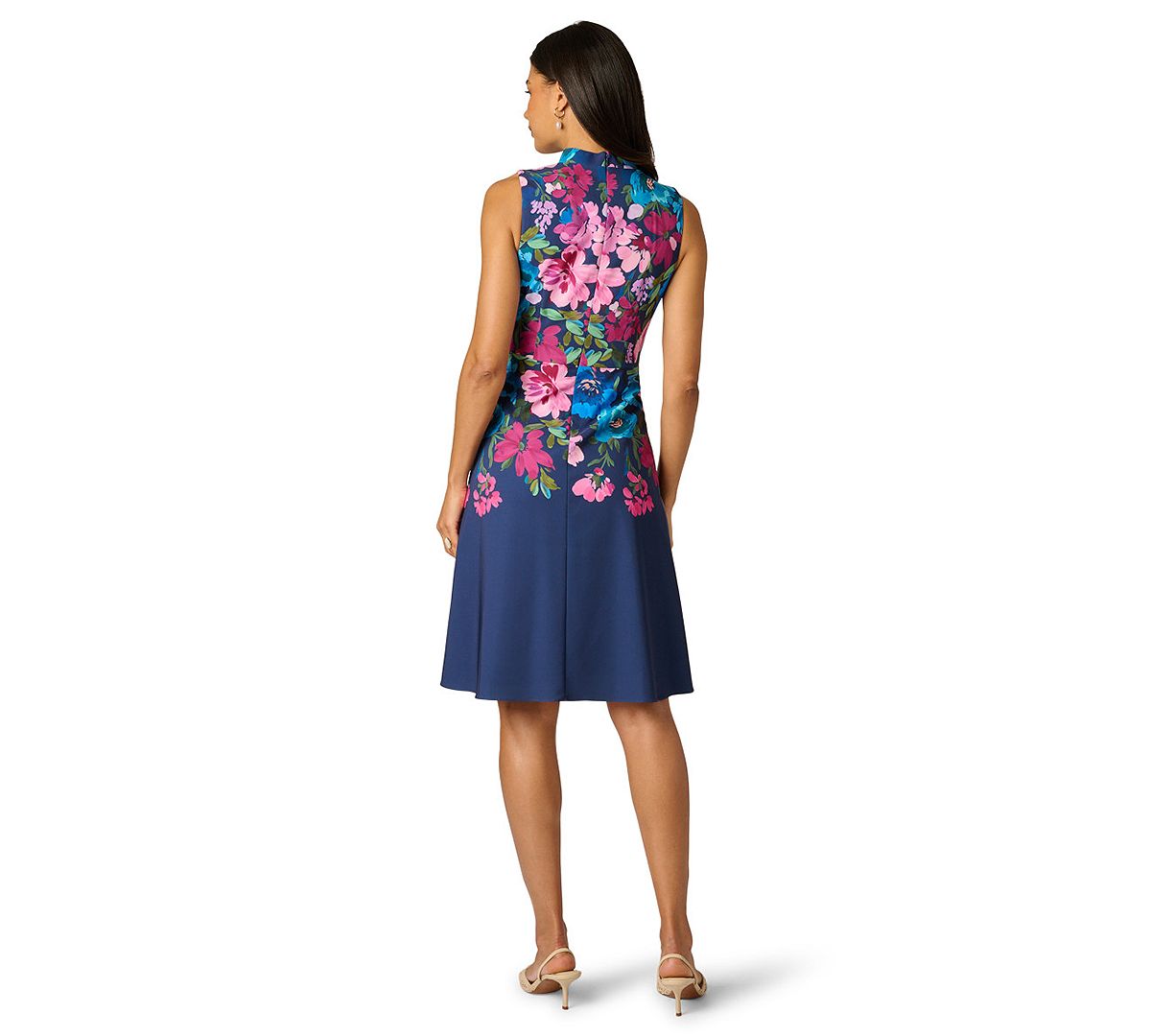 Adrianna Papell Petite Border Floral V-Neck Midi Dress view 5 — MAYCSS fashion products
