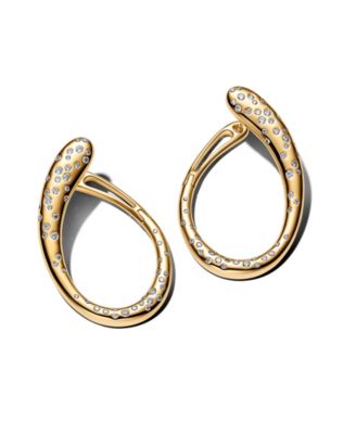 Stone-Set Hinged Hoop Earrings