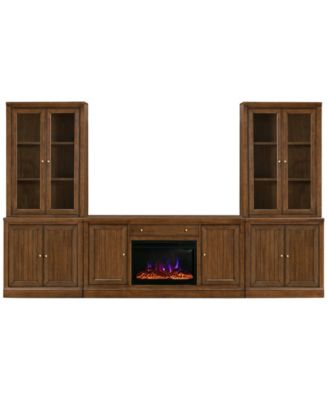Amren 65" Wood 2 Door Console with Fireplace and 2 Door Bases with 2 Door Hutches