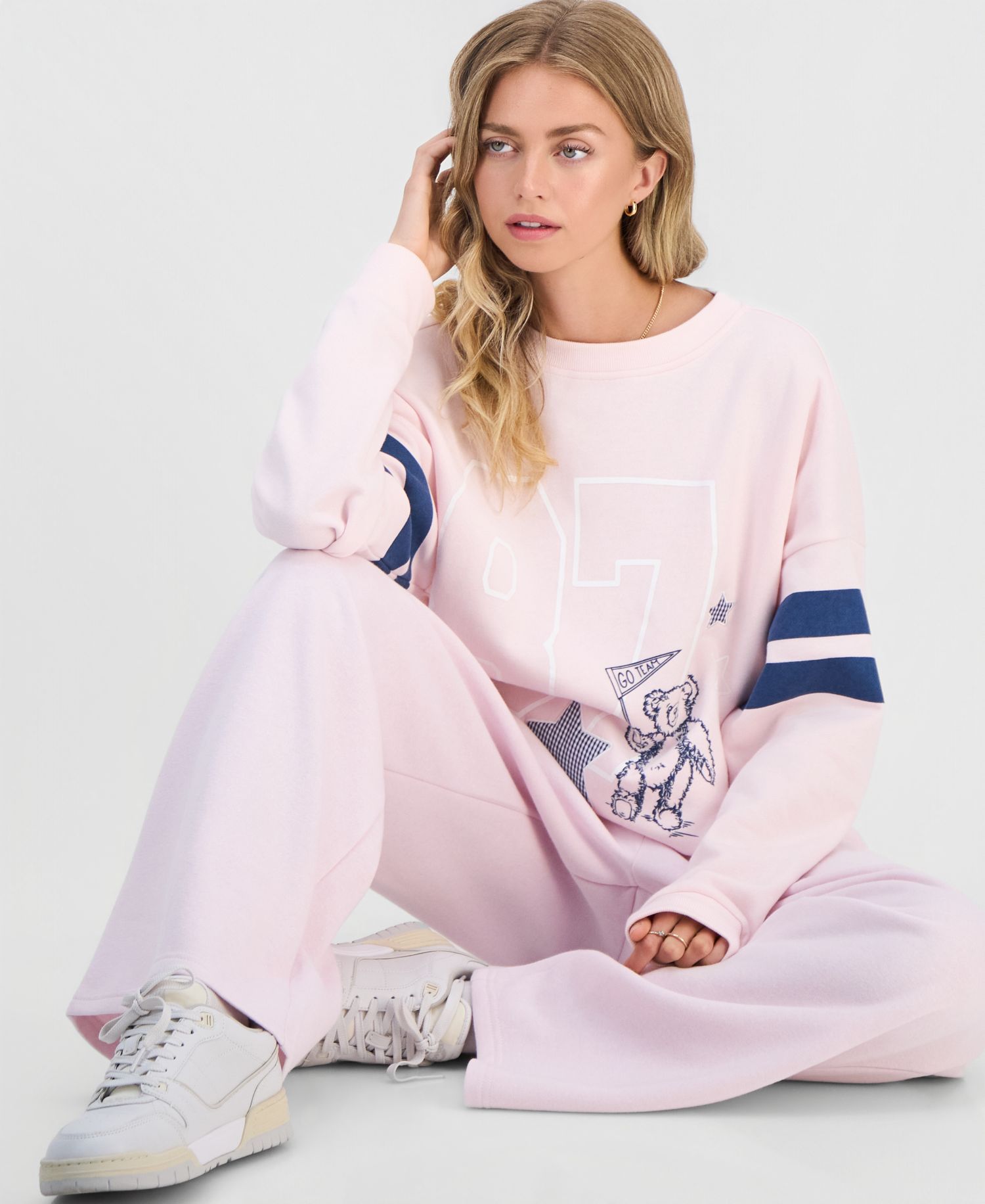 Juniors' Varsity Applique Crewneck Sweatshirt