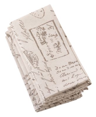 Vintage Script Print Design Napkins, Set of 4